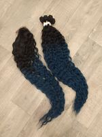 Афролоконы на трессе 70см №TT1B/BLUE с шапочкой